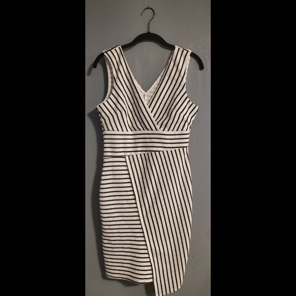 NW Black/White Stripped Asymmetrical Dress